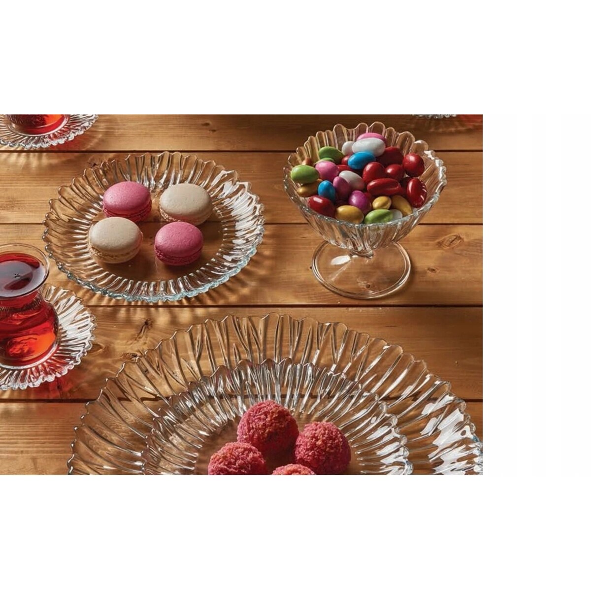 6x TALERZYKI DESEROWE AURORA 20 cm pasabahce OZDOBNE na ciasto desery szkło