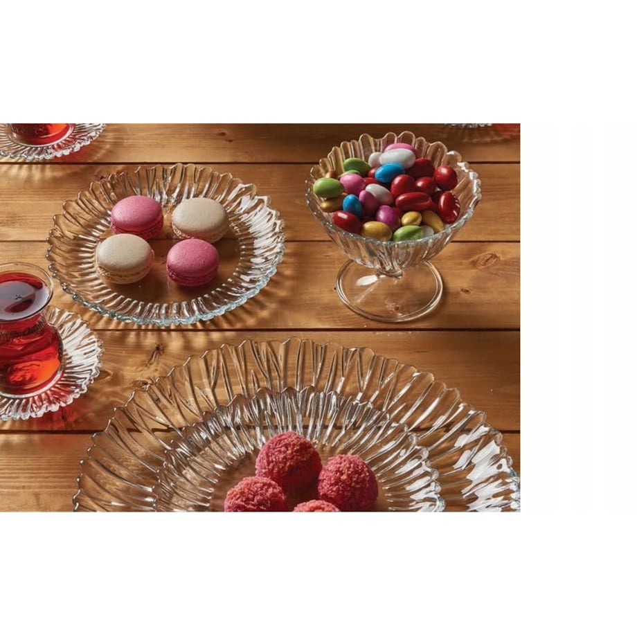 6x TALERZYKI DESEROWE AURORA 20 cm pasabahce OZDOBNE na ciasto desery szkło