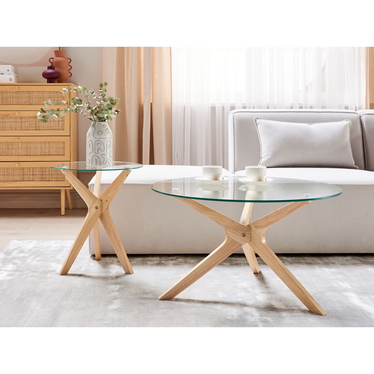 Stolik pomocniczy VALLEY Szkło hartowane Jasnobrązowy