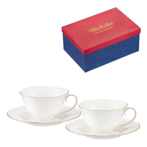 VILLA ITALIA Komplet filiżanek porcelanowych 2 sztuki Zestaw prezentowy ROMANTICA