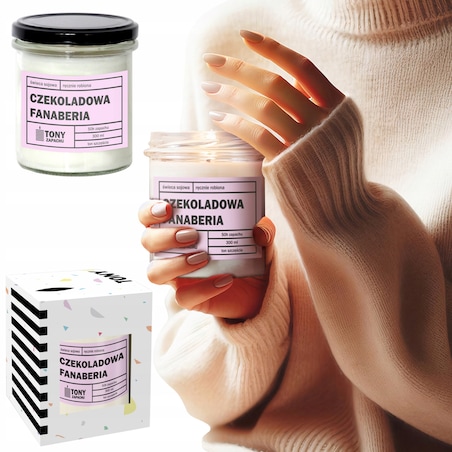 Naturalna świeca zapachowa sojowa w słoiku CZEKOLADOWA FANABERIA na prezent