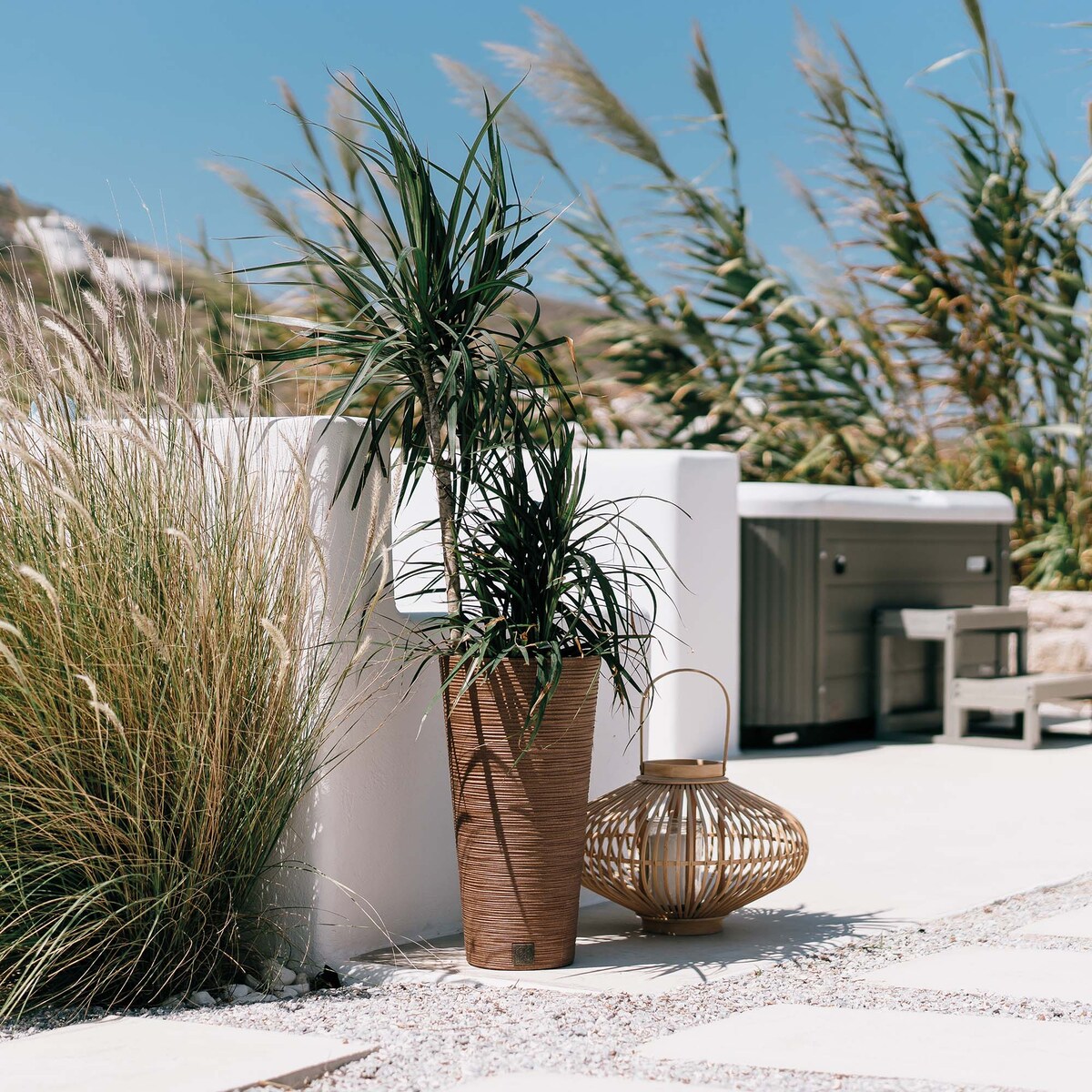 Zestaw 2X Doniczka Donica Ogrodowa Do Domu Na Taras Furu Slim Eco Wood Wysoka 48 Cm/57,5 Cm - Naturo Eco