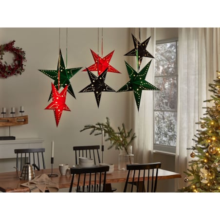 Zestaw 2 dekoracji wiszących LED MOTTI Gwiazda 45 cm Czarny