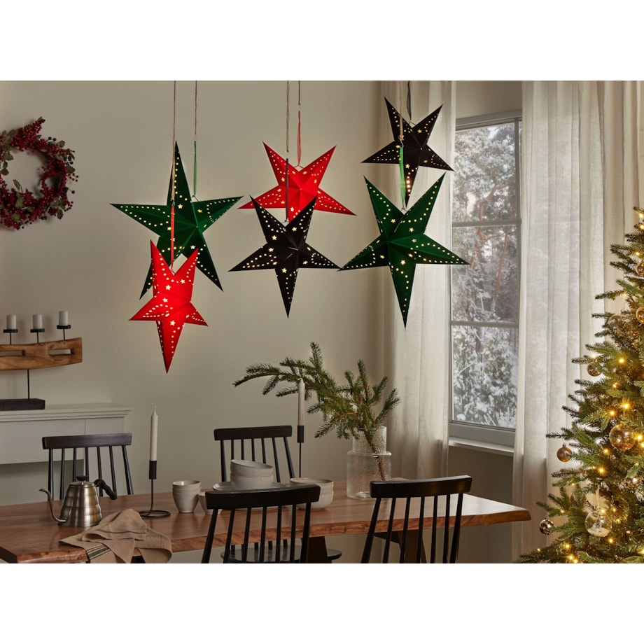 Zestaw 2 dekoracji wiszących LED MOTTI Gwiazda 45 cm Czarny