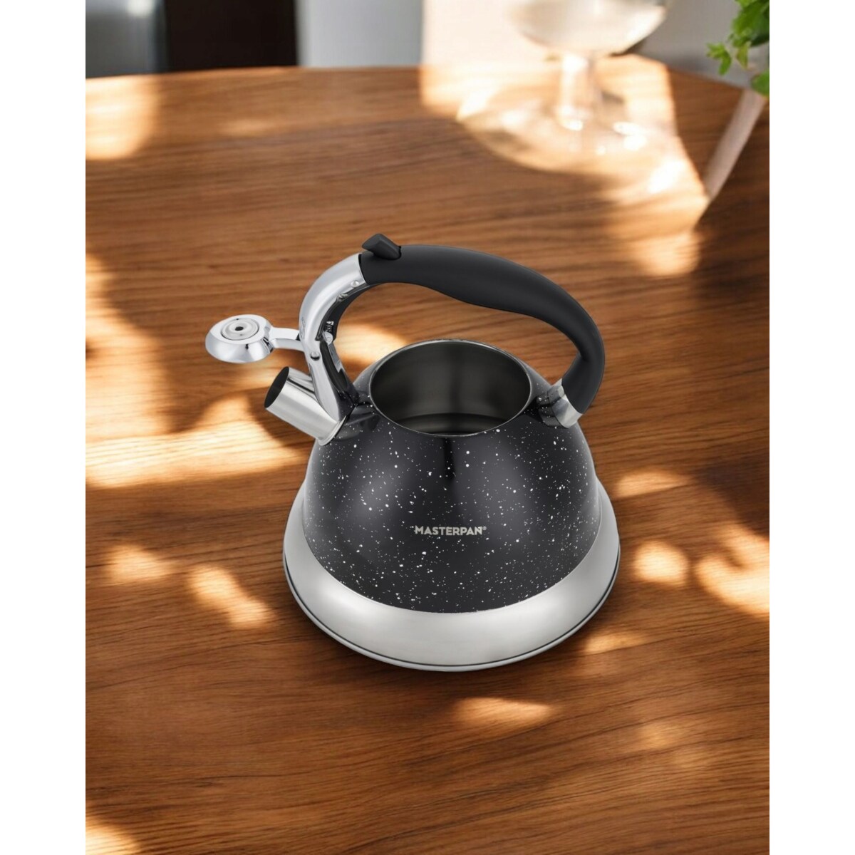 Duży Czarny Marmurkowy Czajnik Z Gwizdkiem Stalowy 3L Na Indukcję Gaz