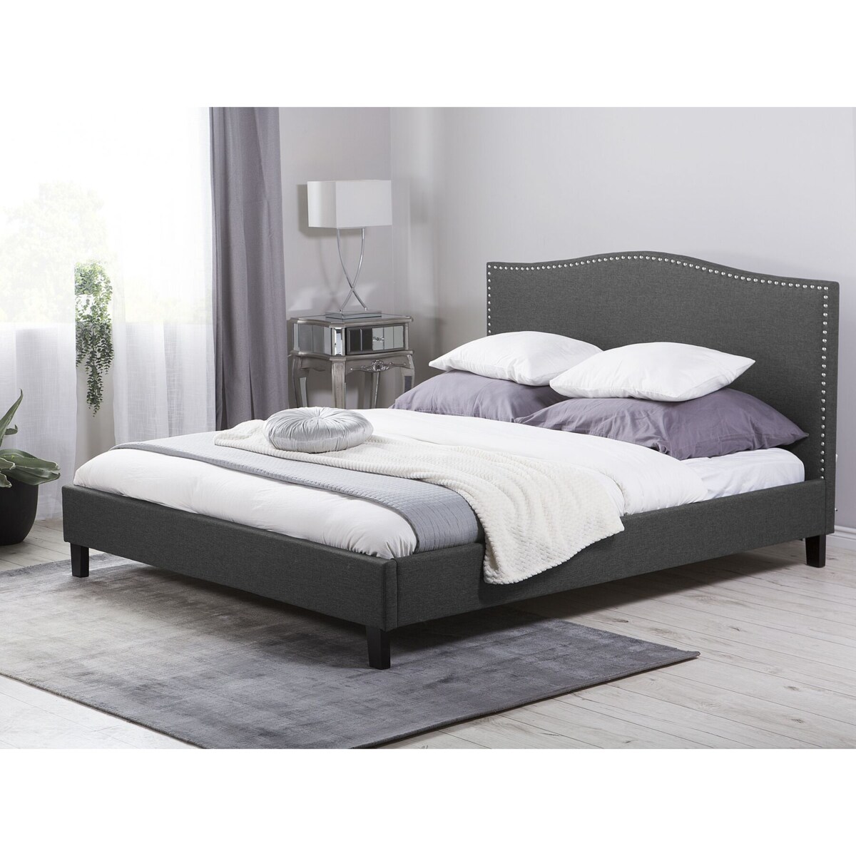 Łóżko tapicerowane 180 x 200 cm szare MONTPELLIER