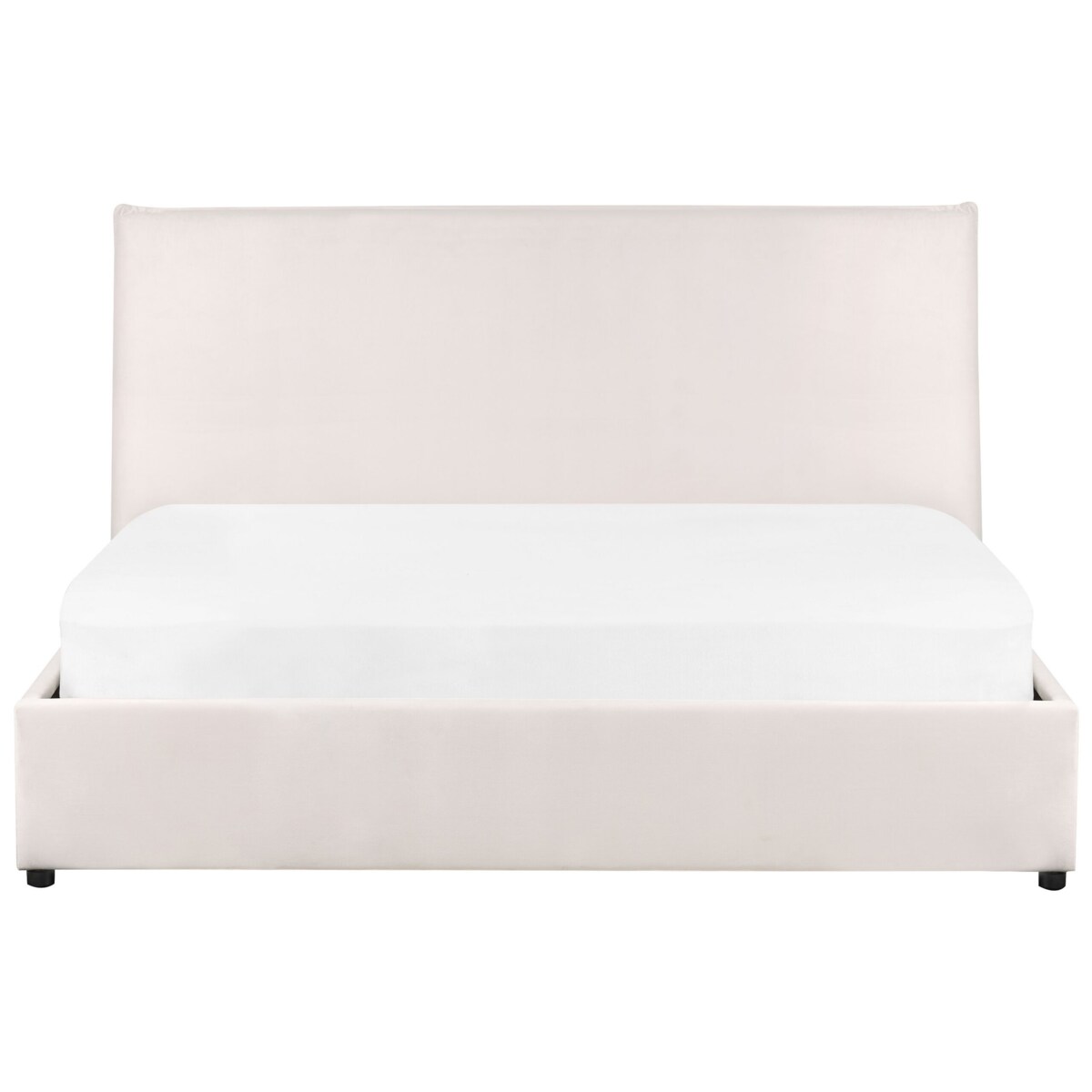 Łóżko z pojemnikiem welurowe 160 x 200 cm złamana biel LAVAUR