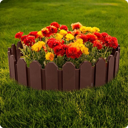 Palisada ogrodowa obrzeże ogrodowe trawnikowe brązowe Plonos tworzywo płotek 240 cm