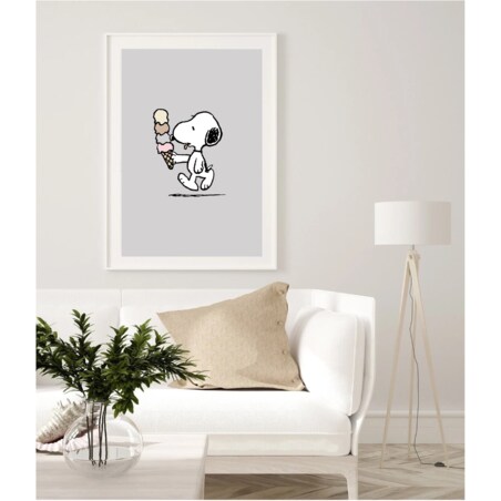 Poster Story, Plakat, Obraz - Snoopy z Lodami, wymiary 21 x 30 cm