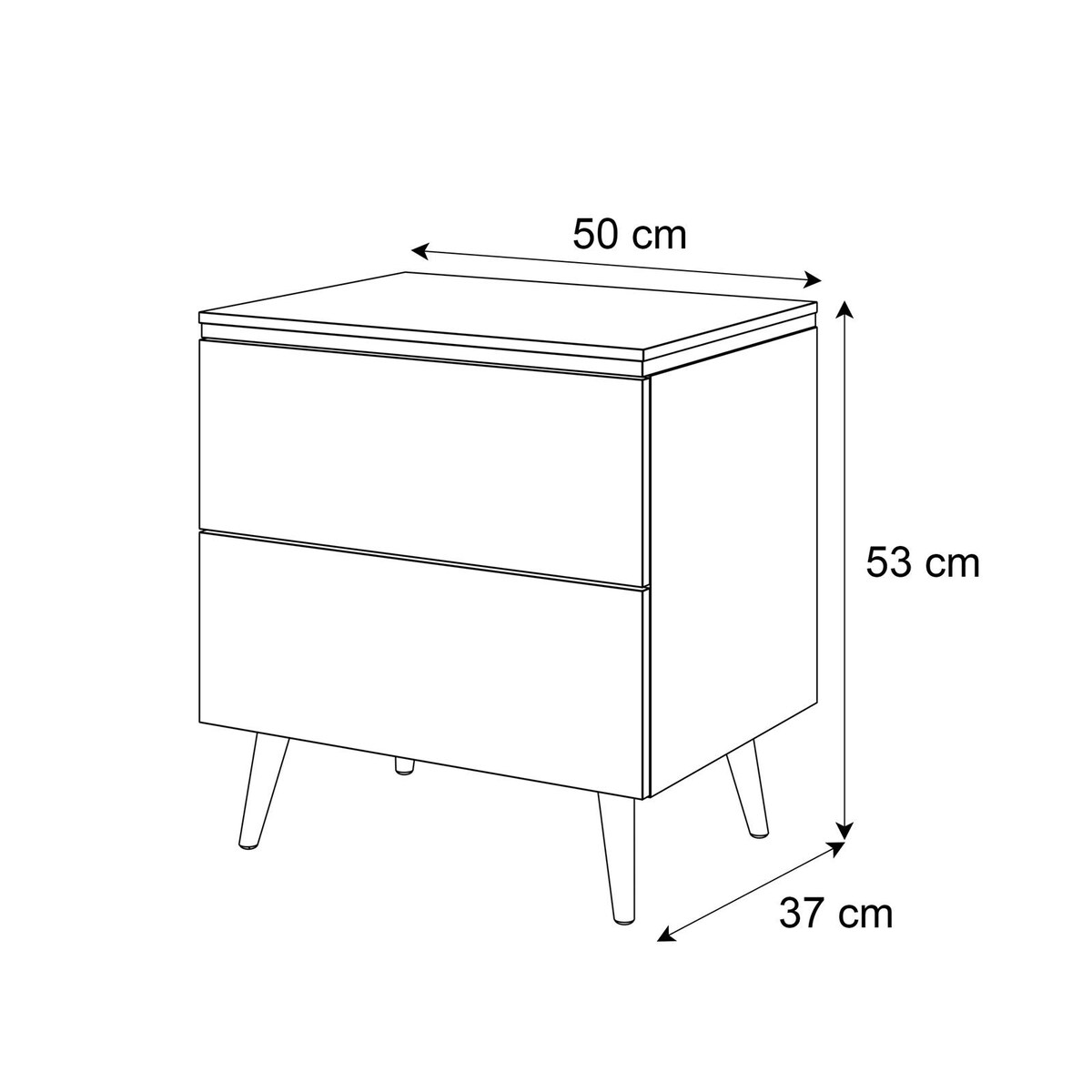 Stolik nocny AURORA II biały połysk nogi skośne LED