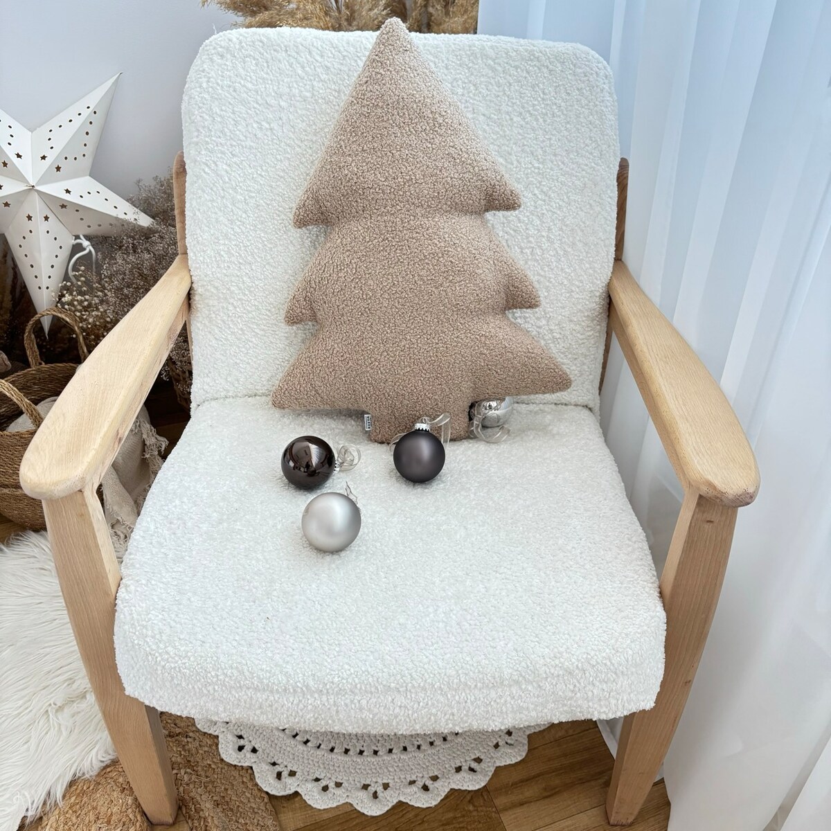 Poduszka Choinka boucle beżowa