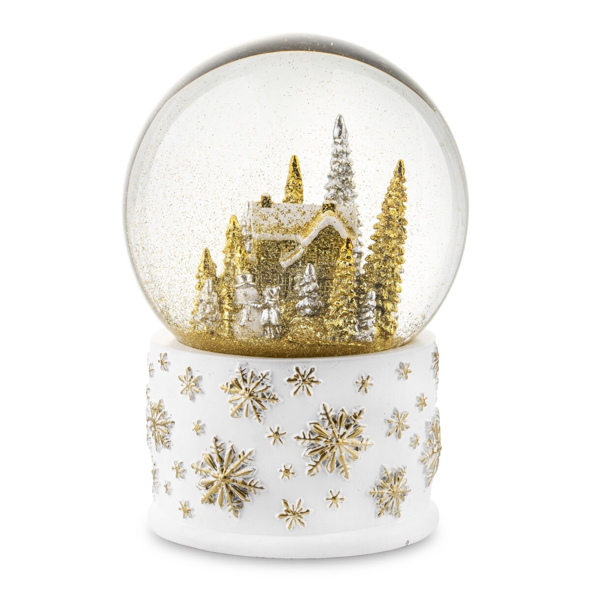 Szklana kula z pozytywką 17x11x11 cm srebrno-złota dekoracja