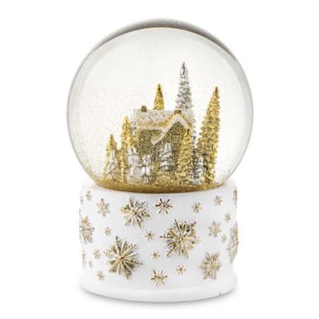 Szklana kula z pozytywką 17x11x11 cm srebrno-złota dekoracja