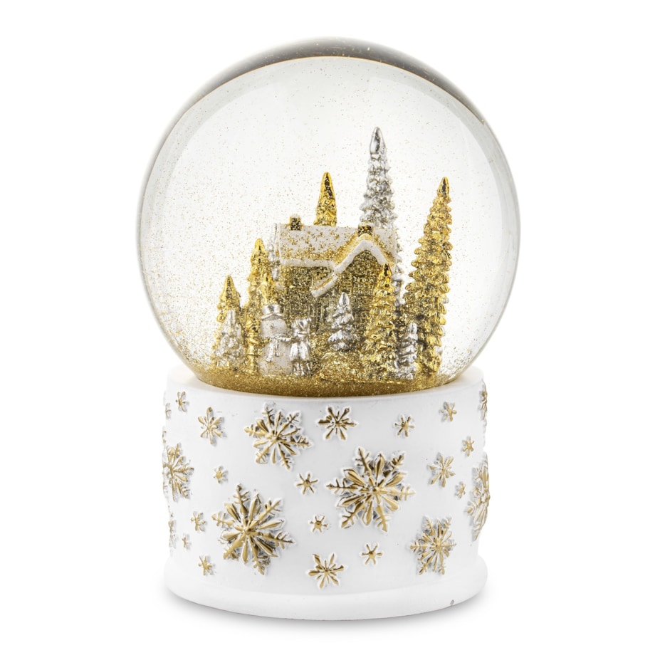 Szklana kula z pozytywką 17x11x11 cm srebrno-złota dekoracja