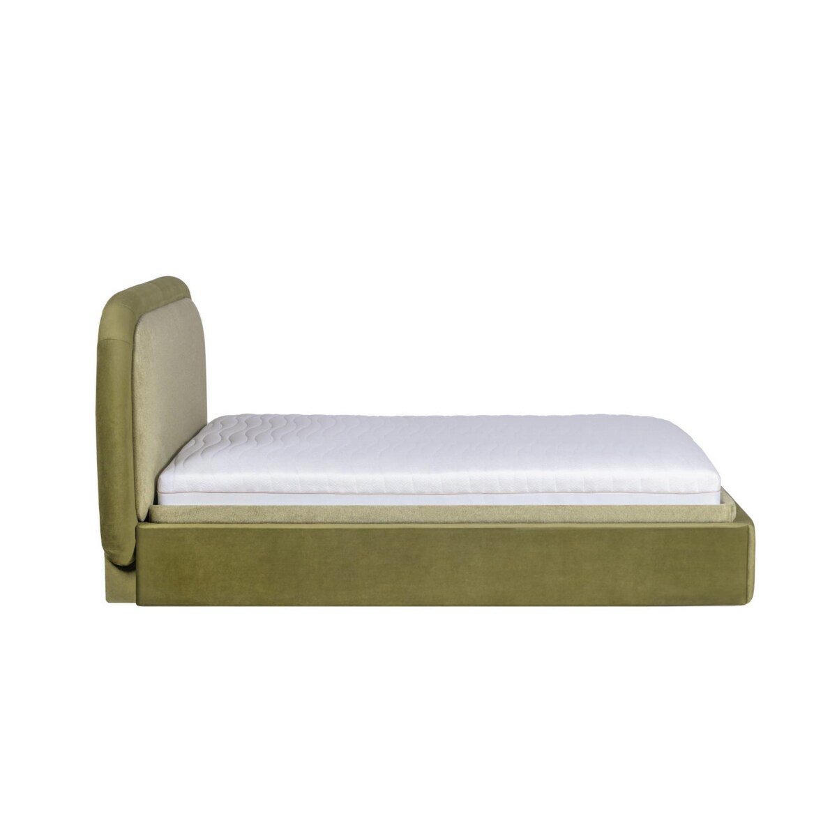 Łóżko Lagom (160x200) z pojemnikiem na pościel w tkaninie DarkGreen&Green