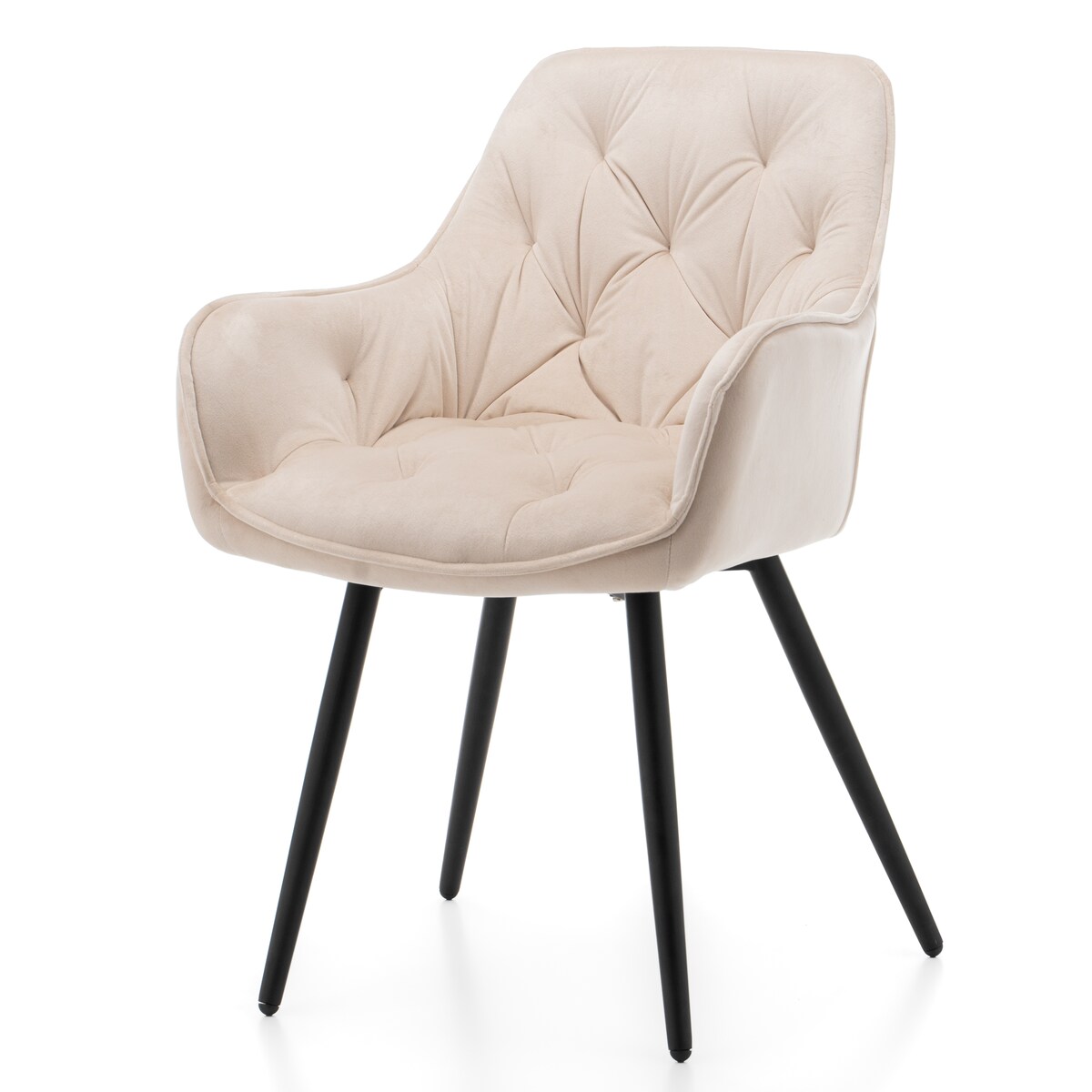 Krzesło tapicerowane pikowane do salonu jadalni welurowe SIENA beżowe