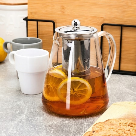DZBANEK szklany Z ZAPARZACZEM sitko imbryk czajnik na zioła herbatę 1,3 L