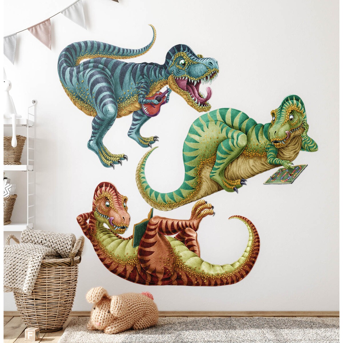 Zestaw naklejek na ścianę, Kolorowe dinozaury, 100cm