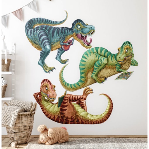 Zestaw naklejek na ścianę, Kolorowe dinozaury, 100cm