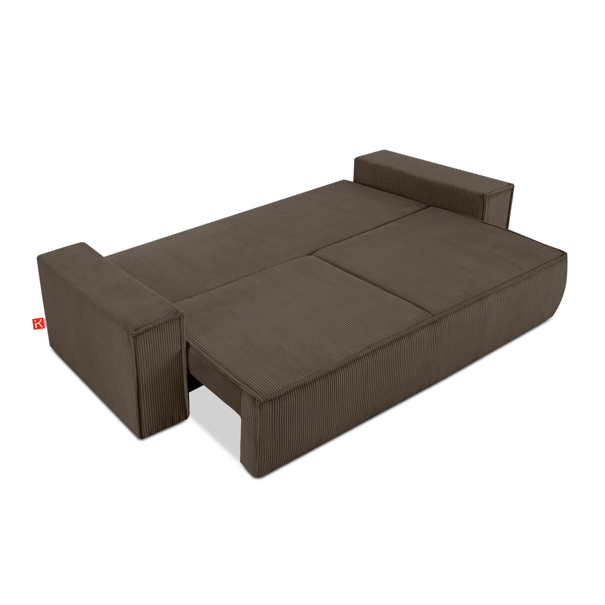 KONSIMO NAPI Sofa 3-osobowa z brązowym pojemnikiem na łóżko