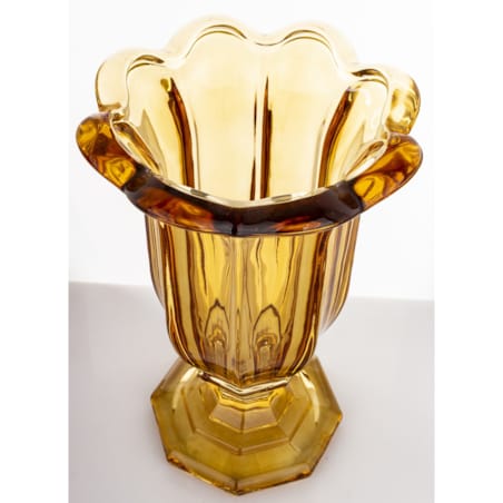 Wazon szklany 32x20x20 cm TAZZA-2 na nóżce bursztynowy
