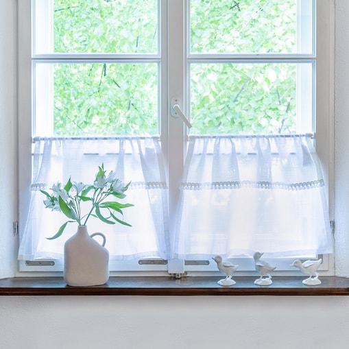 Zazdrostka z frędzelkami na metry wys. 40cm+2,5cm grzywka 520x0 prześwitujący biały