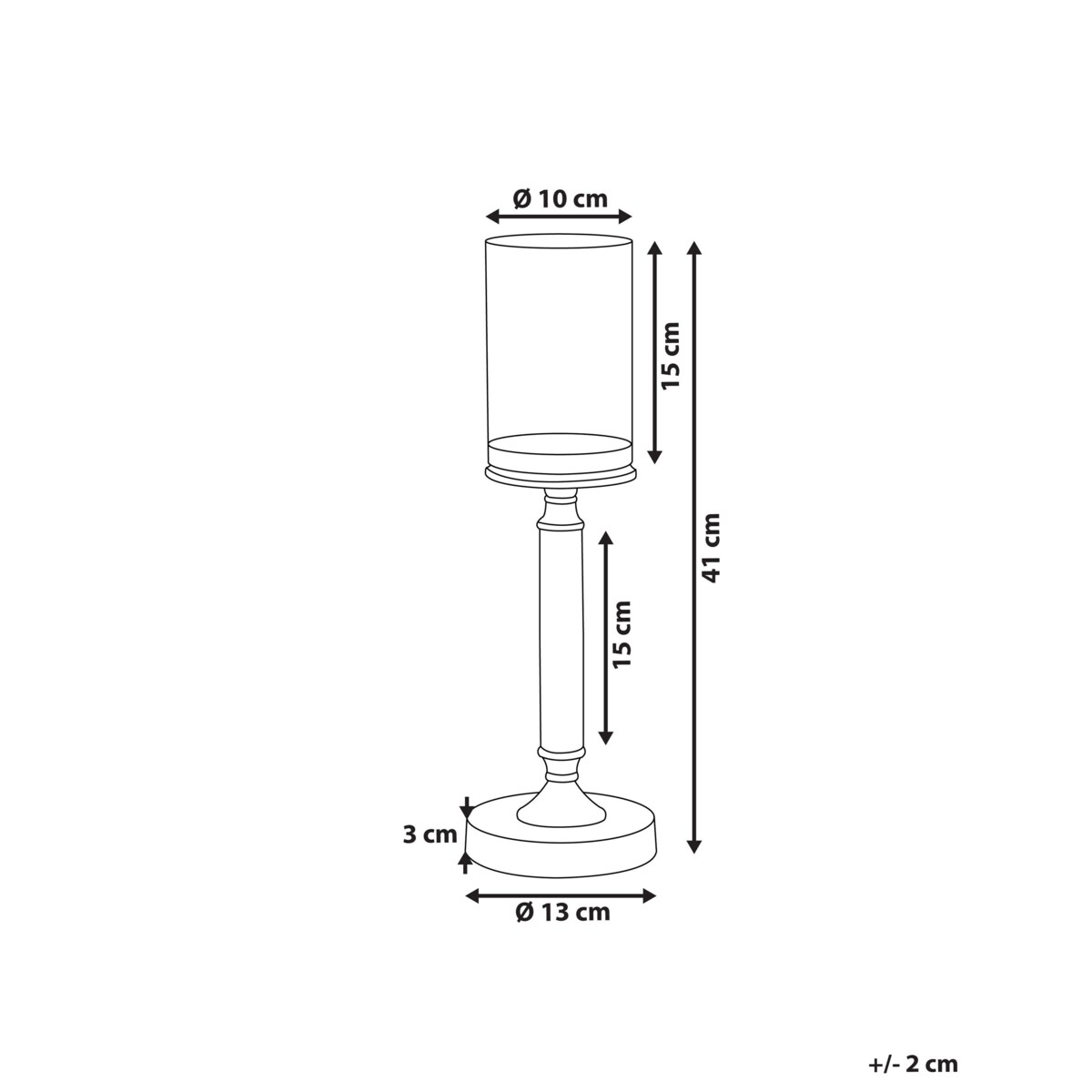 Świecznik szklany 41 cm złoto-czarny ABBEVILLE
