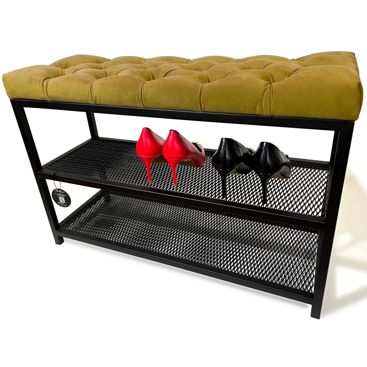 Szafka na buty loftowa siedzisko kolor złoty 80cm