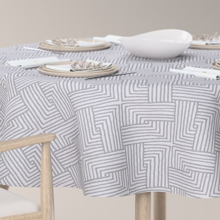 Obrus okrągły 160 x 160 cm szare wzory geometryczne