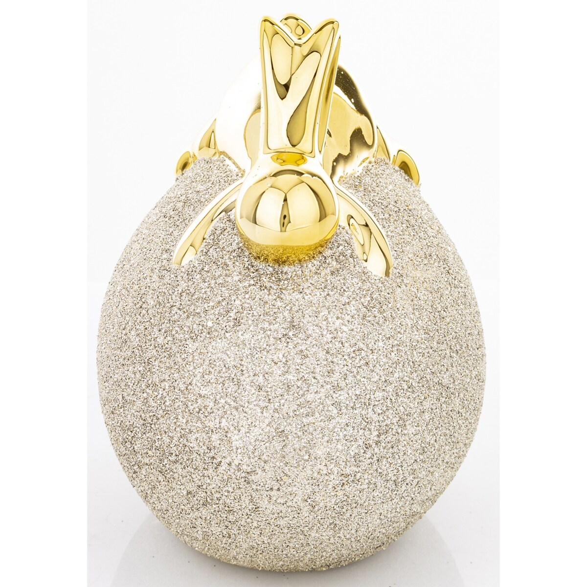 Dekoracja - złoty króliczek na JAJKU 12x11x8 cm