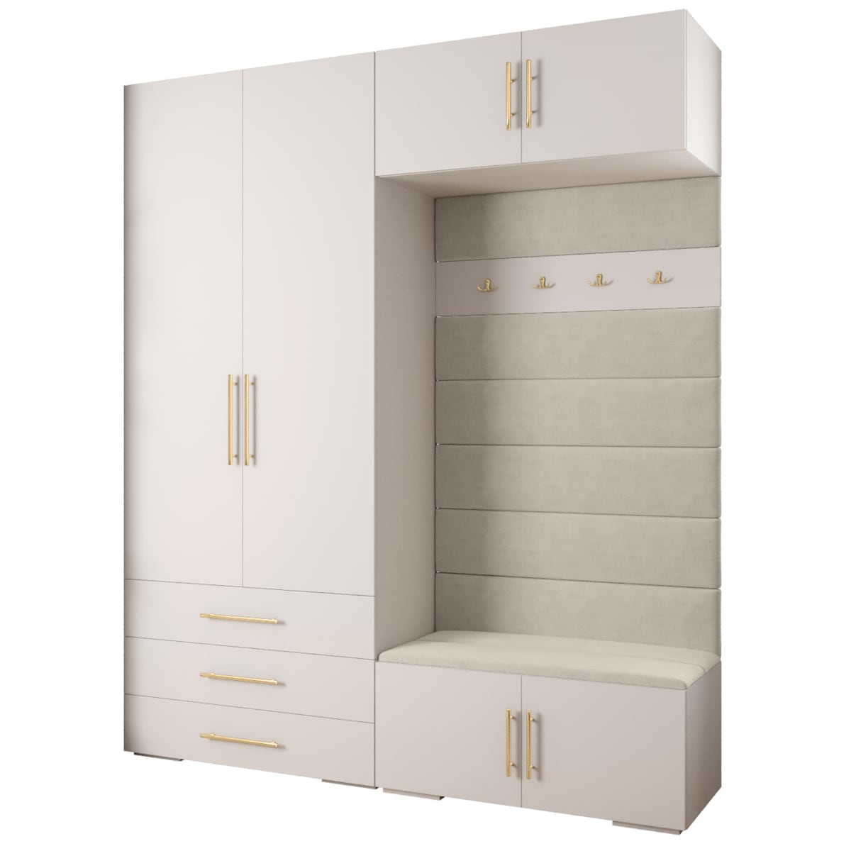 Garderoba do przedpokoju INOVA 3 Z12 biały+złoty+manila02