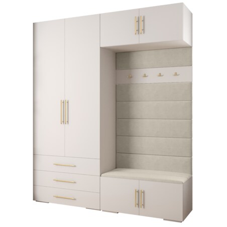 Garderoba do przedpokoju INOVA 3 Z12 biały+złoty+manila02