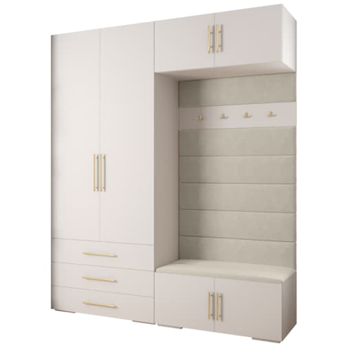 Garderoba do przedpokoju INOVA 3 Z12 biały+złoty+manila02