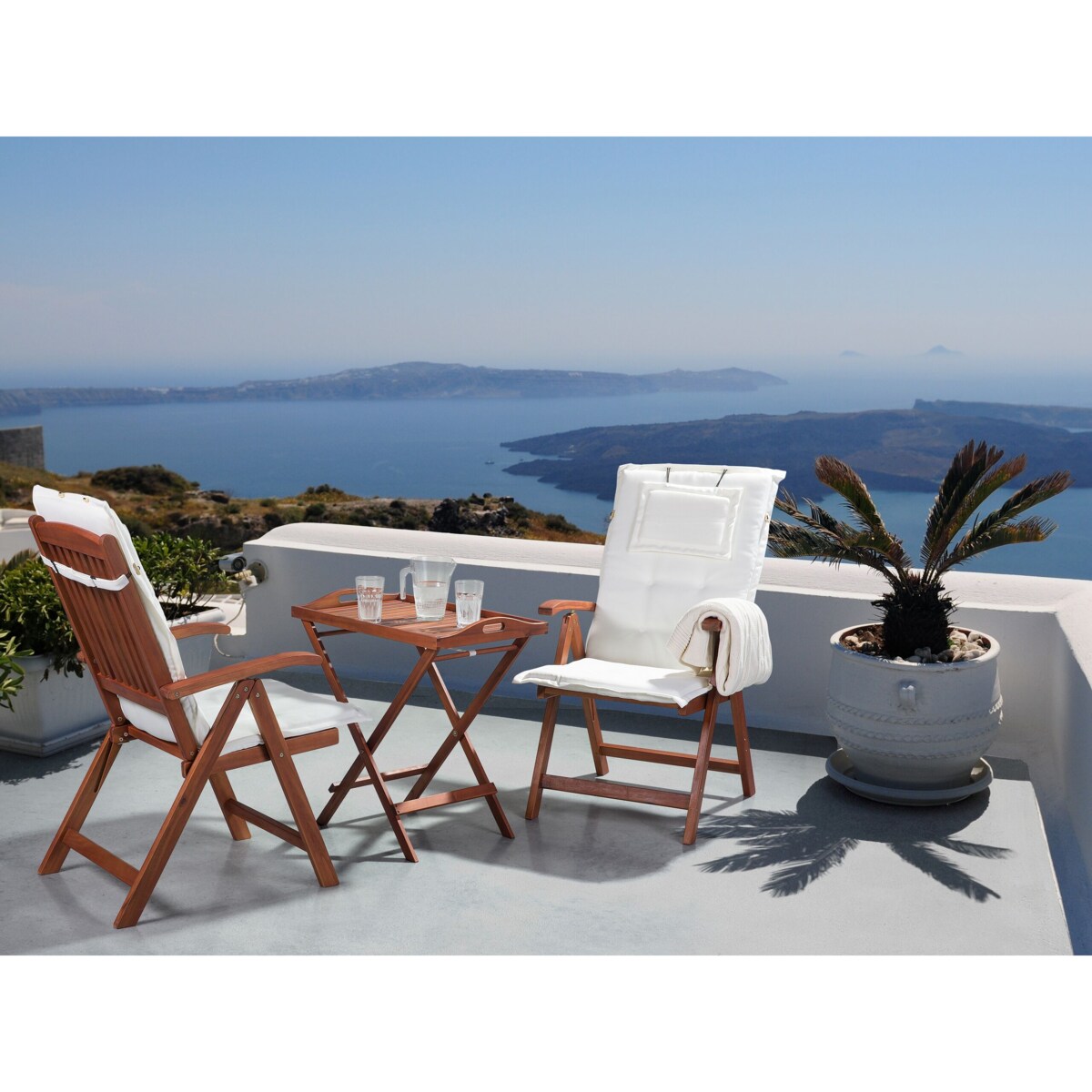 Zestaw 2 poduszek na krzesła ogrodowe złamana biel TOSCANA/JAVA