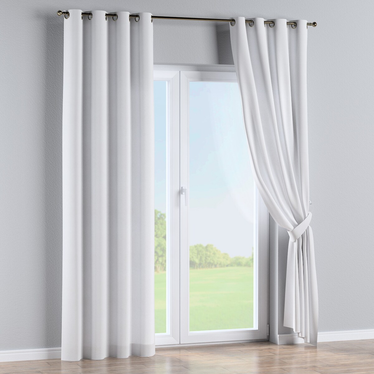 Zasłona na kółkach 1 szt. 130x245 biały, motyw roślinny