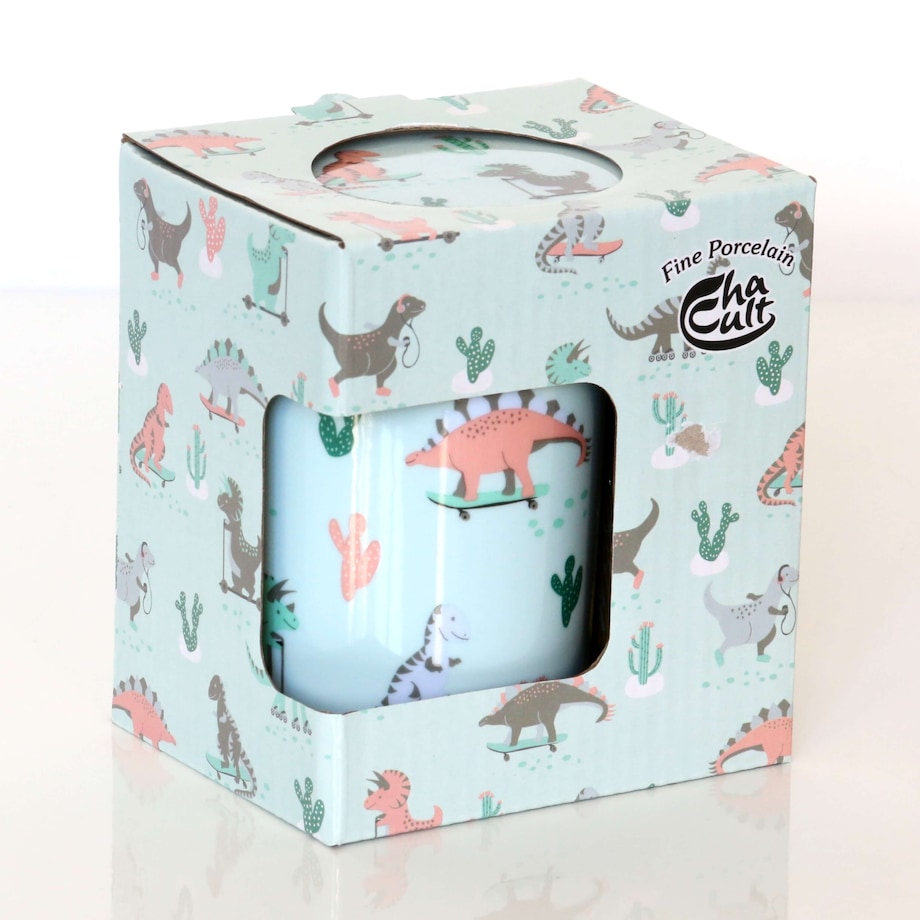 Kubek DINOZAURY z zaparzaczem i pokrywką - uroczy gadżet zestaw do parzenia herbaty prezent podarunek dla dzieci i wnuków