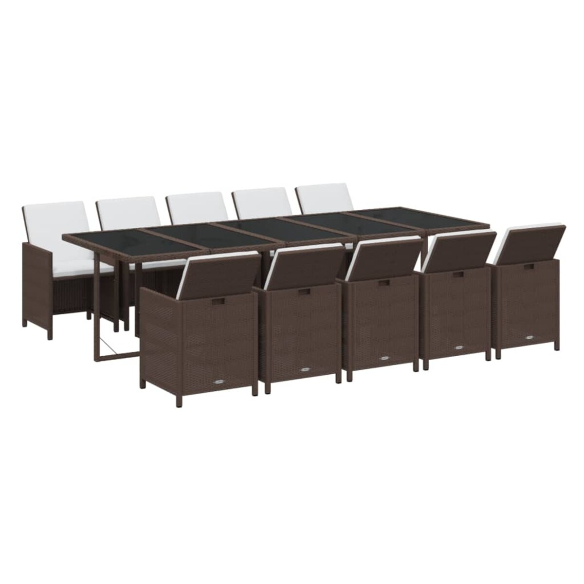 vidaXL 11-cz. zestaw mebli ogrodowych z poduszkami, polirattan, beżowy