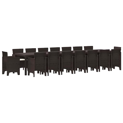 vidaXL Zestaw do jadalni w ogrodzie 17 pcs Brązowy Rattan Polt