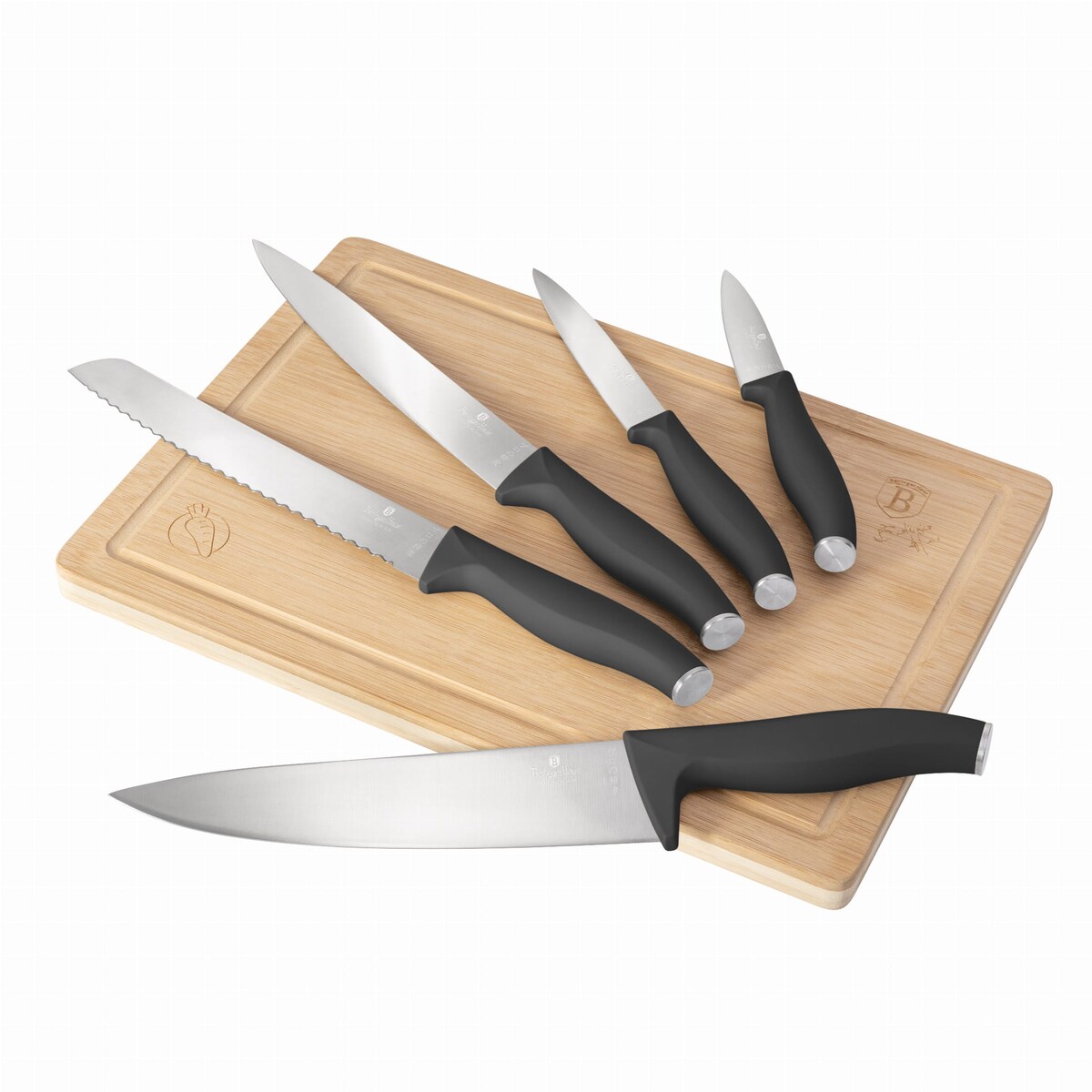 Zestaw noży z deską do krojenia 6 elementów BERLINGER HAUS Antracit