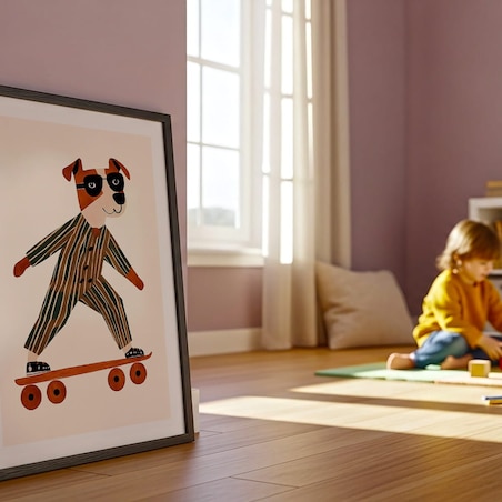 plakat pies na deskorolce 70x100