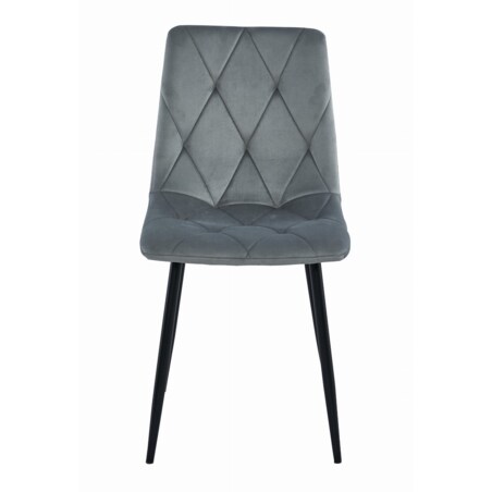 Krzesło Do Jadalni Kuchni Salonu Libra - Aksamit Srebrno-Szary / Nogi Czarne X 3