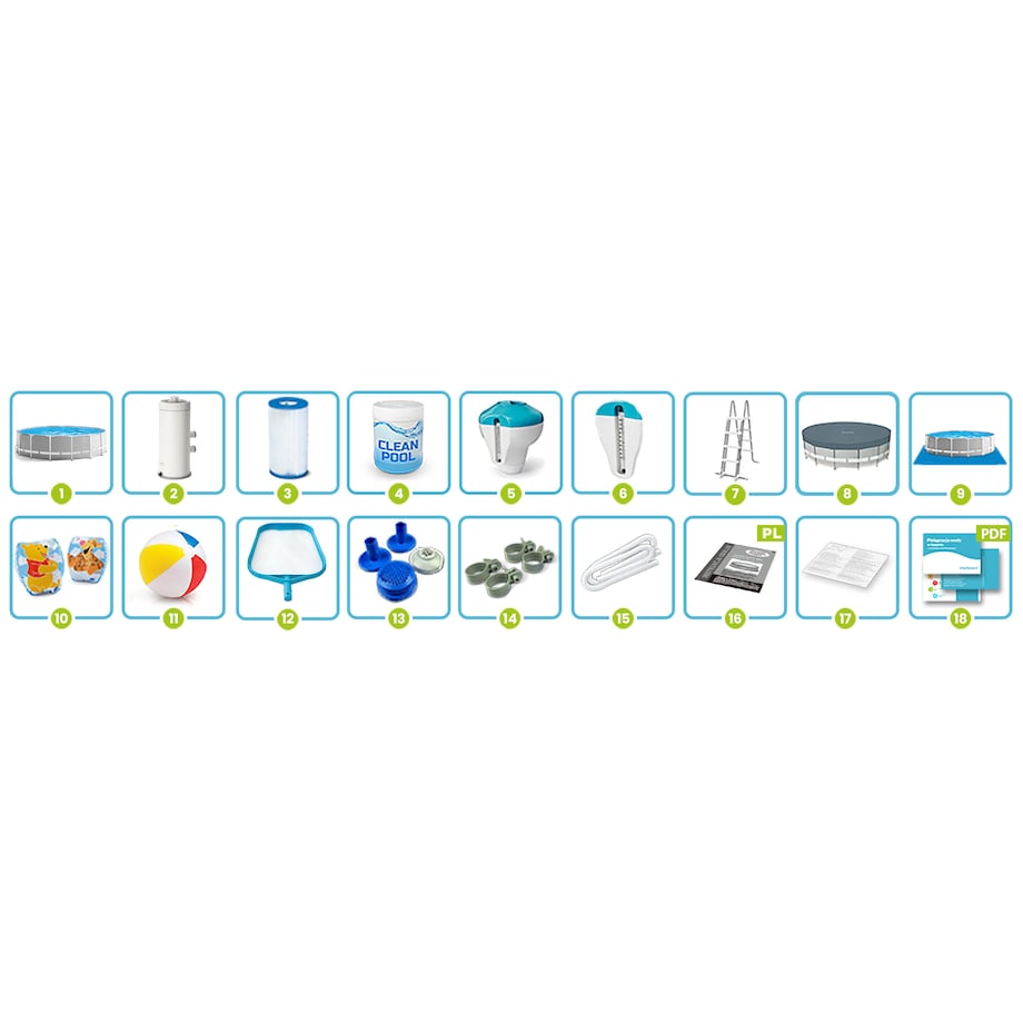 Basen ogrodowy stelażowy Intex 457x122 cm zestaw 18w1 26726