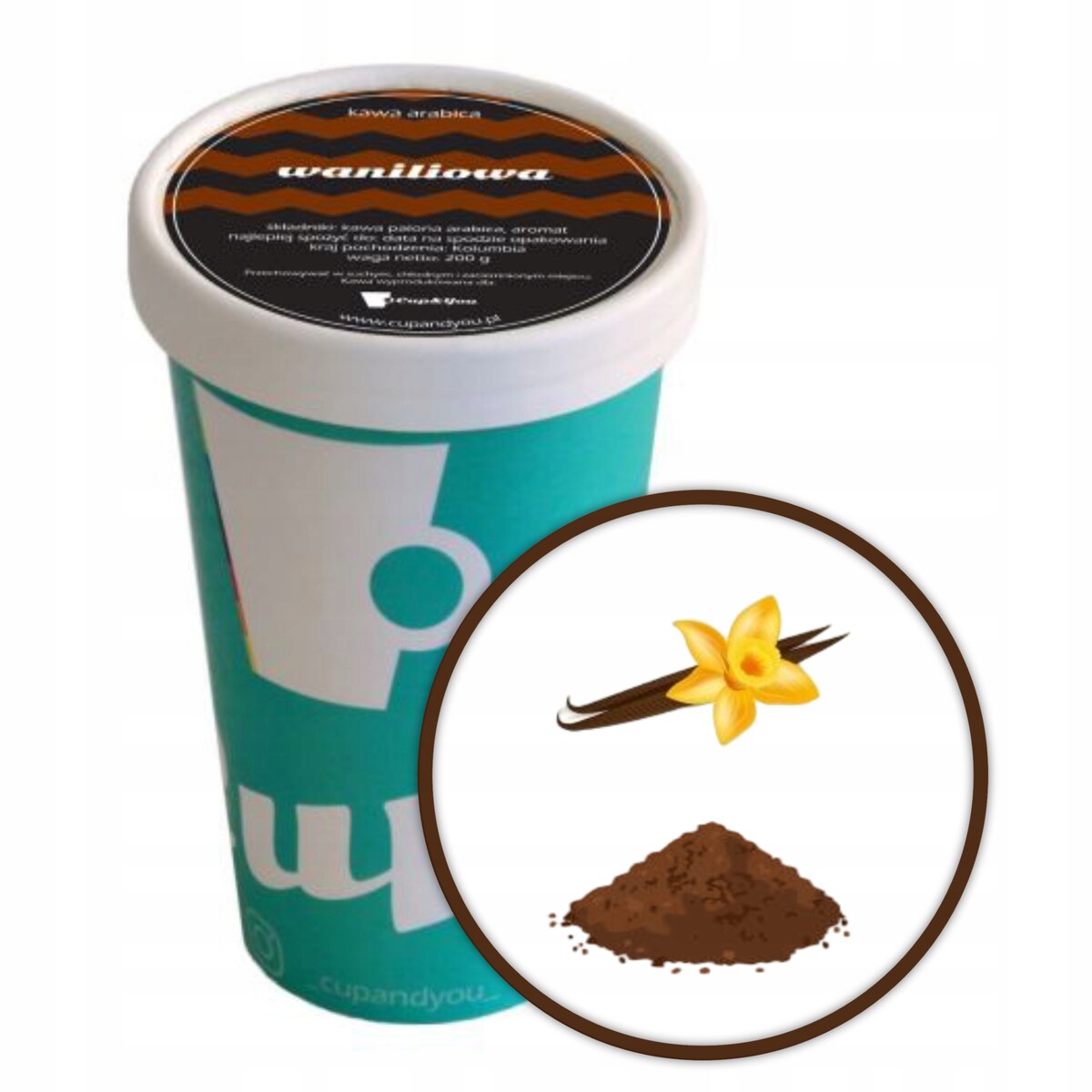 Kawa aromatyzowana smakowa WANILIOWA mielona ARABICA PREMIUM Cup&You 200g - kawa deserowa