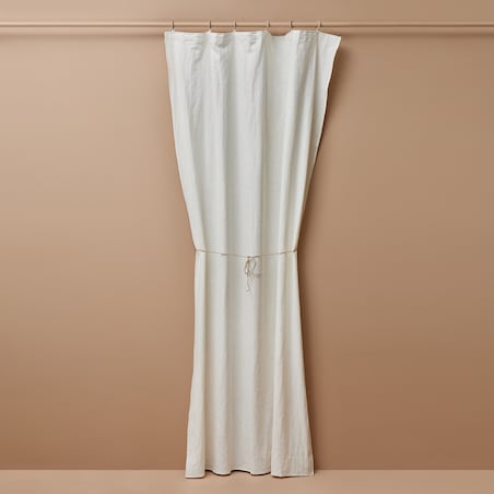 Śmietankowa zasłona z lnu 140x250 na taśmie marszczącej