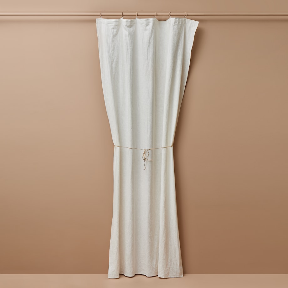 Śmietankowa zasłona z lnu 140x250 na taśmie marszczącej