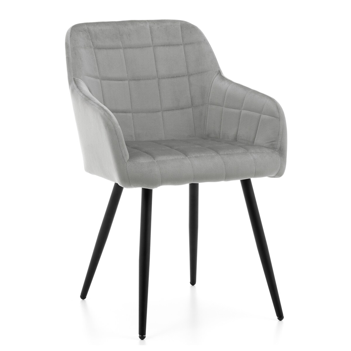 Krzesło tapicerowane pikowane welurowe do salonu jadalni ORTE jasnoszare