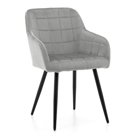Krzesło tapicerowane pikowane welurowe do salonu jadalni ORTE jasnoszare
