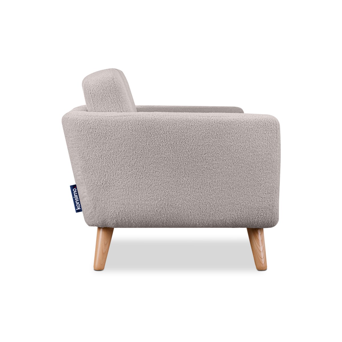 KONSIMO TAGIO Skandynawska 2-osobowa sofa z jasnoszarej tkaniny z owczej wełny