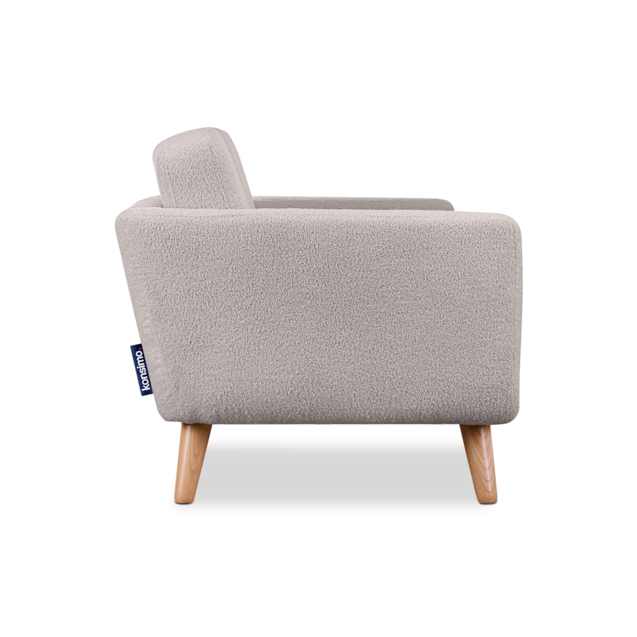 KONSIMO TAGIO Skandynawska 2-osobowa sofa z jasnoszarej tkaniny z owczej wełny