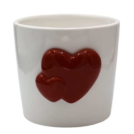 Doniczka z 2 serduszkami 18,5x17x15,5 cm OLLANA czerwone